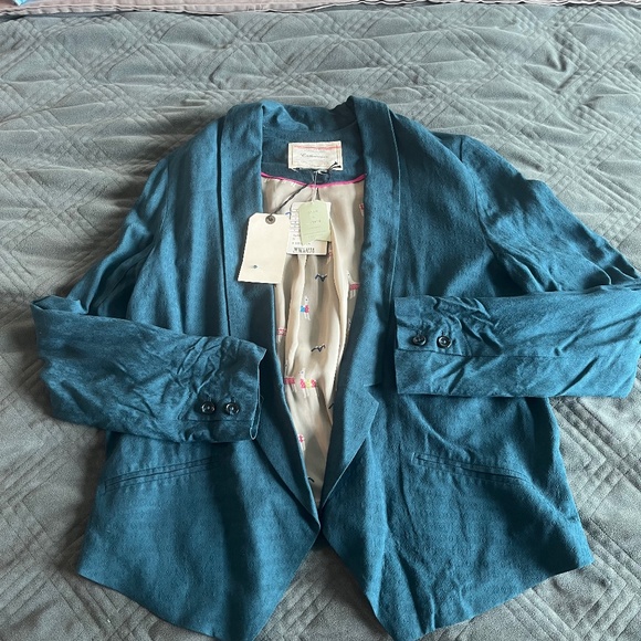 NWT Anthropologie Turquoise Relaxed Blazer - Picture 1 of 7